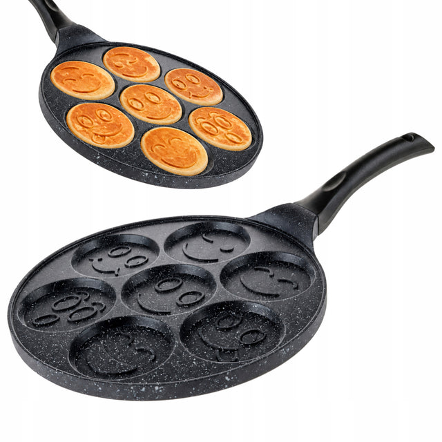 Patelnia do pancakes naleśników jajek Placków Smażenia mini śmieszne buźki do omletów i racuchów, powłoka nieprzywierająca, średnica 26 cm