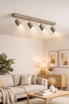 Lampa sufitowa SuperLED Spoti Ecru beżowa złota 4x GU10 oprawa punktowa metalowa, plafon do salonu, 4 źródła światła