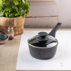 Klausberg KB-7986 Rondel 16cm Marmurowy Indukcja Gaz Nieprzywierający 1,2 L garnek do sosów z pokrywką, do zmywarki, z