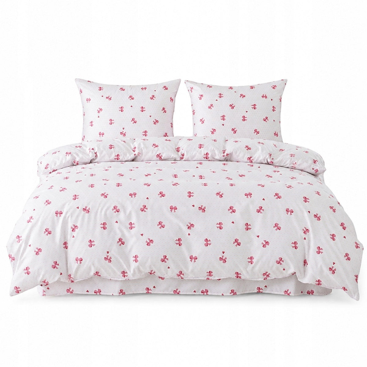 Komplet Pościeli 160x200 z 2 Poszewkami 70x80 w Kokardki pink bows bielizna sypialniana, tekstylia na łóżko, różowy