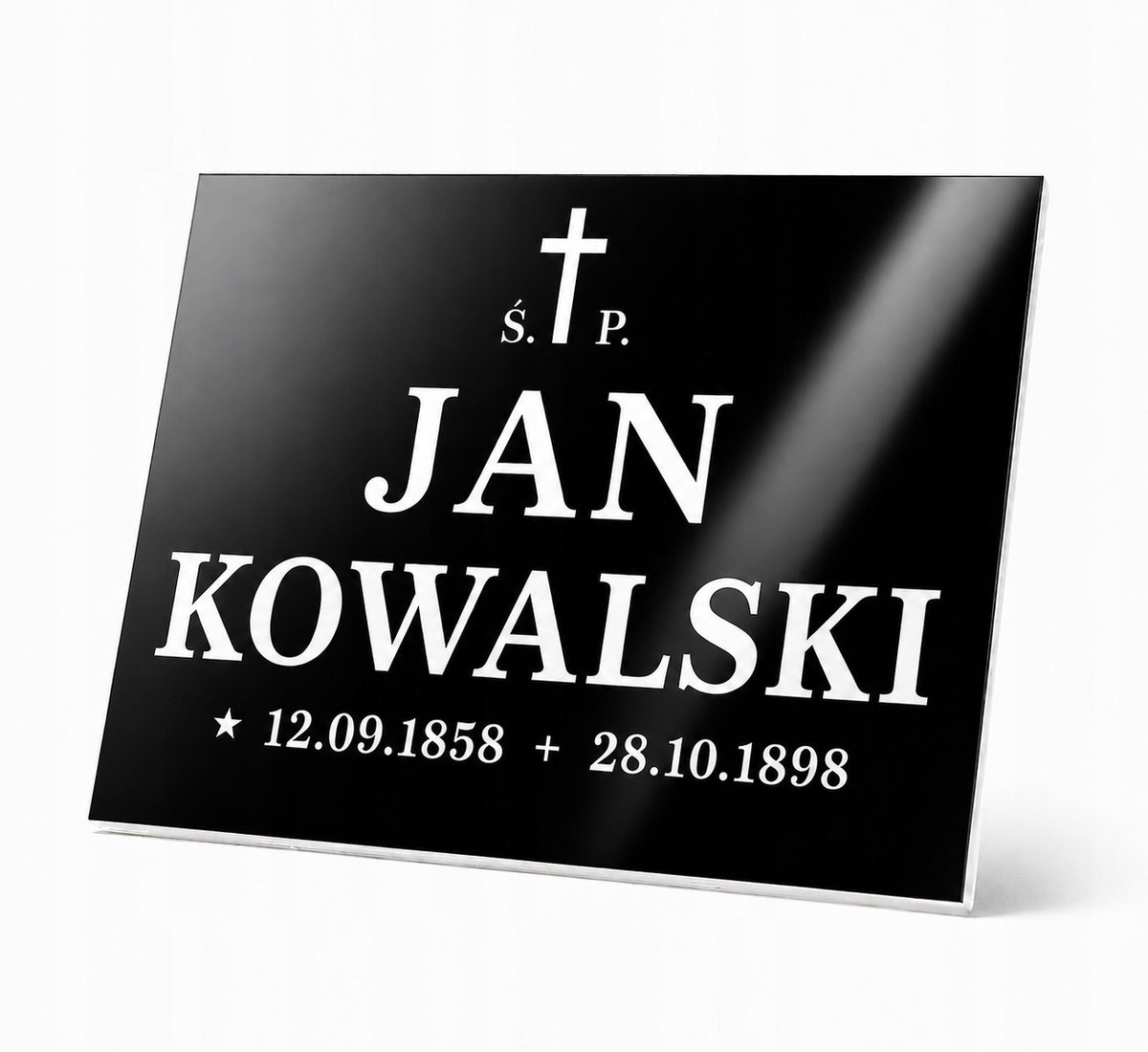 Tabliczka nagrobkowa tablica nagrobna na grób 25x15 oznaczenie miejsca pochówku, napis cmentarny, z tworzywa sztucznego