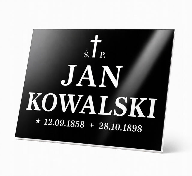 Tabliczka nagrobkowa tablica nagrobna na grób 25x15 oznaczenie miejsca pochówku, napis cmentarny, z tworzywa sztucznego
