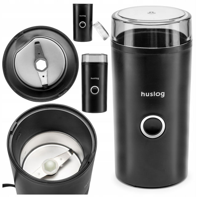 Młynek elektryczny Huslog do mielenia kawy mocny 180W czarny 70 g metal, tworzywo sztuczne mielenie kawy