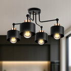 Lampa sufitowa wisząca żyrandol plafon LED E27 Nowoczesna czarna Premium oprawa metalowa 4-punktowa do salonu i jadalni