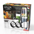 Blender kielichowy do smoothie koktajli 1200W 4 bidony butelki 4w1 srebrny