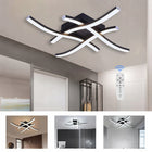 Lampa sufitowa LED nowoczesny żyrandol ściemnialny z pilotem 64W do salonu, kuchni, jadalni, sypialni i biura, czarna