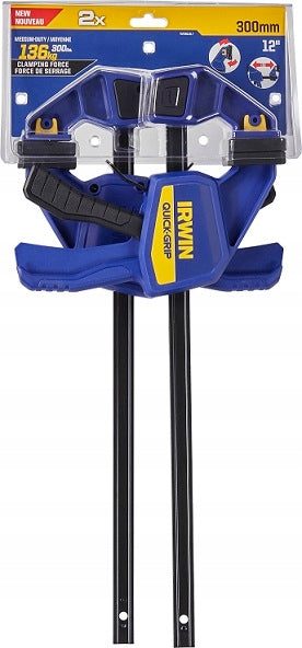 IRWIN ŚCISK STOLARSKI SZYBKOZACISKOWY AUTOMATYCZNY GRIP 136kg 300mm 2szt. do mocowania i rozpierania, funkcja rozpórki