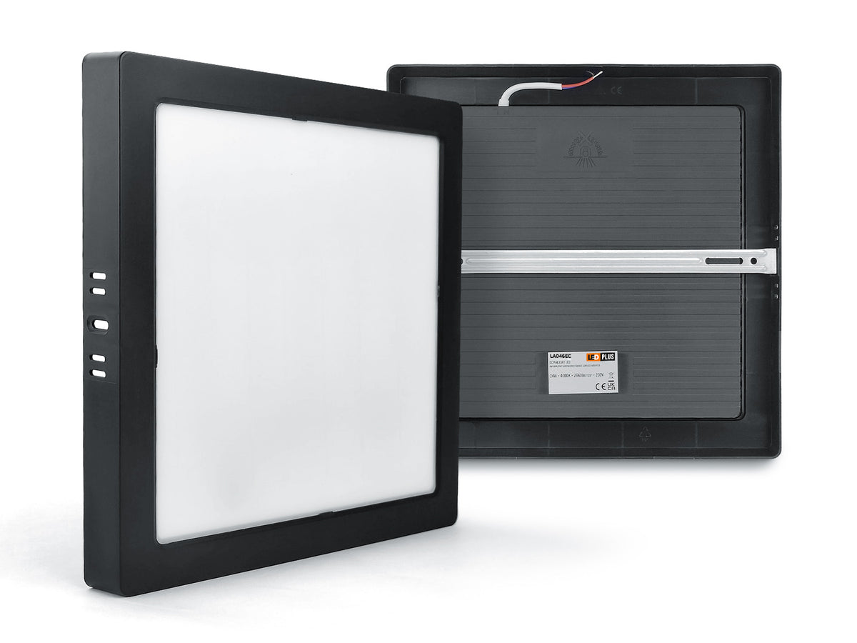 Panel LED Sufitowy 30x30 24W 4000K 2640lm Lampa Natynkowa Plafon Oprawa kwadratowa czarna do salonu kuchni przedpokoju