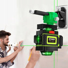 Poziomica laserowa 16 linii laser krzyżowy + statyw 150 CM +2AKU zestaw XXL zielony niwelator 360° do prac remontowych