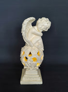 Solarny anioł LED aniołek 26 CM ogród taras kula dekoracja solar figurka świetlna, ozdoba zewnętrzna, biała lampka