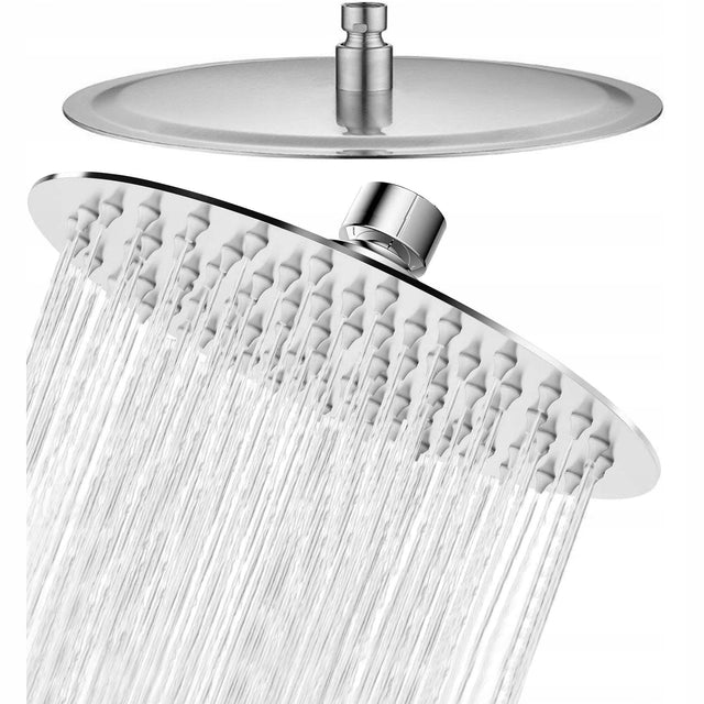 Deszczownica prysznicowa okrągła 25 cm slim stalowa chrom 120 dysz 1/2" głowica natryskowa do łazienki, 1-funkcyjna