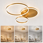 Lampa sufitowa LED plafon złoty 65cm 36W 5600LM 3 ringi pilot APP 3 barwy okrągła oprawa do salonu, sypialni i pokoju