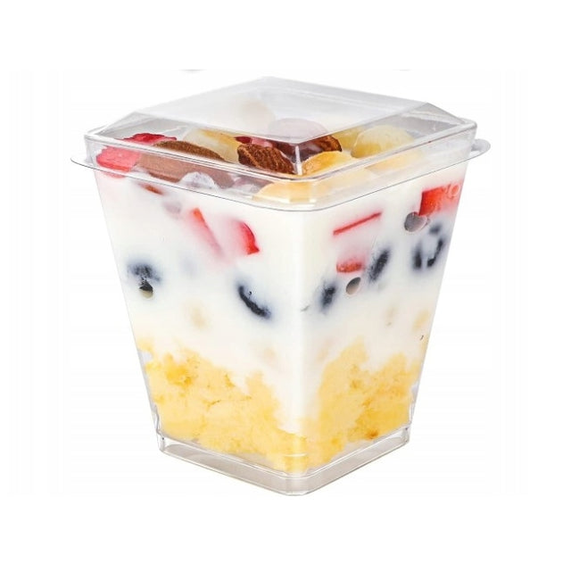 PUCHARKI DO DESERKÓW MONOPORCJI FINGERFOOD DEGUSTACJI Z WIECZKIEM 50szt kubeczki na lody i pudding, bezbarwne naczynia