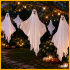 ZESTAW 3X DUCH WISZĄCY BIAŁY DEKORACJA NA HALLOWEEN OZDOBA DUSZEK STRASZNA straszydło do zawieszenia 65 cm, impreza