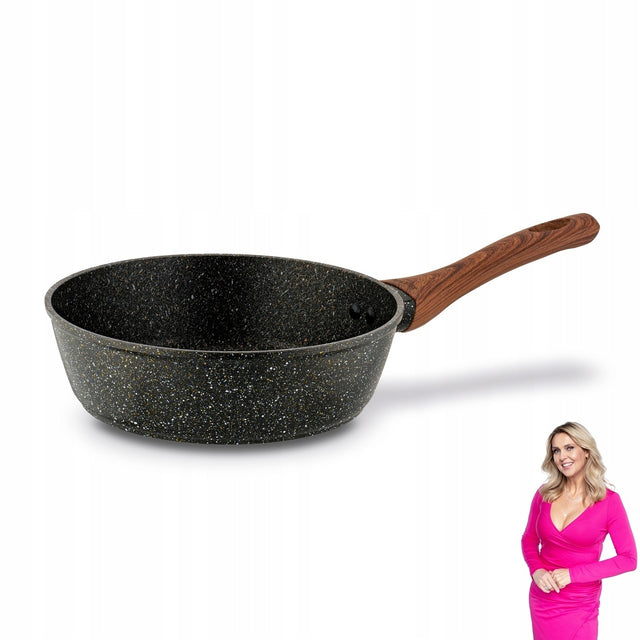 Patelnia Indukcja marmurowa głęboka Gaz Solidna KonigHOFFER Pescado 20 cm do smażenia, granitowa powłoka, na kuchenkę ceramiczną i elektryczną