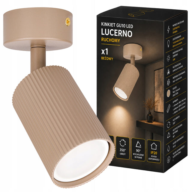 Lampa sufitowa GU10 LED wisząca żyrandol kinkiet Beżowa Kaszmir ryflowana oprawa punktowa cylindryczna maks. 35 w