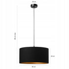 Lampa wisząca pojedyncza loft 40cm abażur czarny złoty oświetlenie sufitowe, tkaninowy klosz, gwint E27, 60 w, do salonu