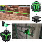 Poziomica laserowa płaszczyznowa laser krzyżowy 4D 16 linii 360° 2x AKU Niwelator budowlany zielona wiązka do montażu i