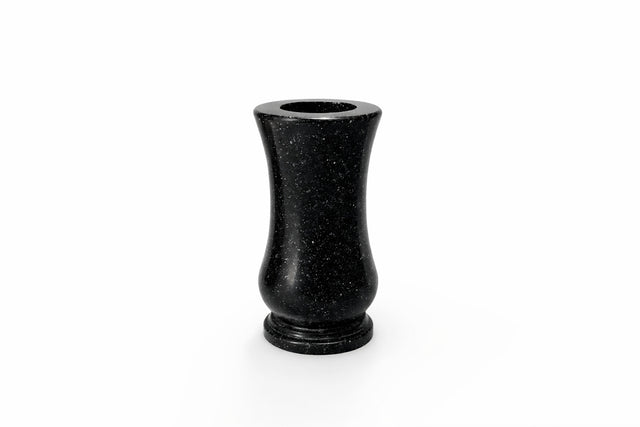 Wazon Granitowy Nagrobny Na Cmentarz Tulipan Czarny 28cm Okrągły Granit pojemnik kwiatowy, dekoracja grobu, wyrób kamienny