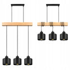 Lampa Wisząca LED Sufitowa Nowoczesna Zwis Drewniana Belka Loft Czarna żyrandol 3-punktowy, oprawa E27 do salonu lub