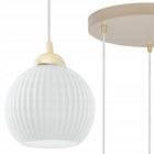 Lampa wisząca sufitowa żyrandol kaszmirowy glamour kule do kuchni salonu oprawa 3-punktowa metalowa beżowa E27 klosze