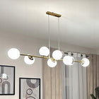 Lampa sufitowa wisząca żyrandol szklana kula 8xE27 LOFT 120cm złota biała oświetlenie do salonu i jadalni, 8 punktów