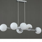 Lampa wisząca sufitowa żyrandol kule chrom nowoczesna Led mleczna szklane klosze, 6 punktów światła, gwint E27, do