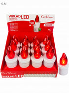 WKŁADY DO ZNICZY LED ELEKTRYCZNE 90 DNI + BATERIE 12 SZT. CZERWONE lampki nagrobne, świeczki cmentarne, oświetlenie