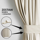 RESTILO Zasłony welurowe plus szarfa upi taśma wave multi 140x270 Jasny Beż zaciemniające do salonu i sypialni, gładkie