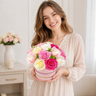 Flowerbox z Kwiatami Mydlanymi Prezent Upominek Flower box Róże Mydlane dekoracja wnętrza, ozdoba do salonu, wysokość