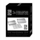 Zestaw 3x Kratka Ociekowa z Tacką do Odpoczynku Mięsa Pieczenia Chłodzenia ruszt metalowy 31,5 x 24,5 cm, mycie w