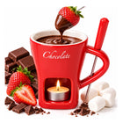 Zestaw do Fondue Czekoladowego Kubek Podgrzewacz z Widelczykiem czerwony na tealight, do owoców i deserów, naczynie do