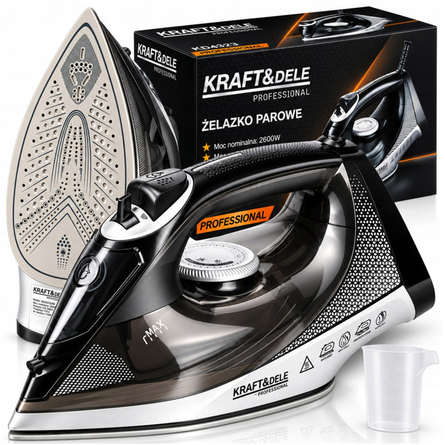 Żelazko parowe ręczne ceramiczne strażak 3200W anti drip anti calc mocne do prasowania w pionie, uderzenie 125 g/min, zbiornik 330 ml