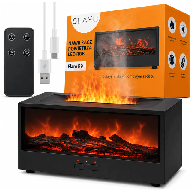 Automatyczny nawilżacz powietrza kominek RBG LED dyfuzor aromaterapia timer nawilżacz ultradźwiękowy 10 w