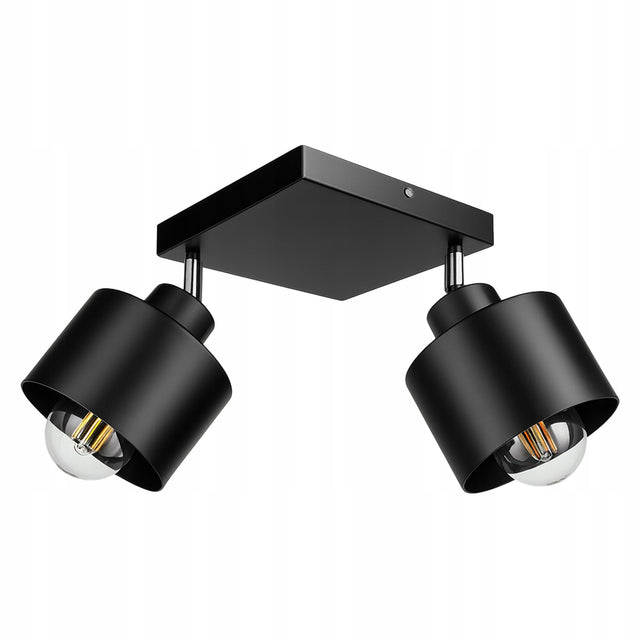 Lampa wisząca sufitowa czarna żyrandol LED edison loft metal oprawa na 2 żarówki E27, industrialna do salonu i jadalni