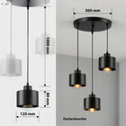 Lampa sufitowa wisząca żyrandol LED 3x E27 Oprawa Czarna oświetlenie do salonu, jadalni i kuchni, 3 źródła światła