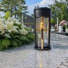 Znicz solarny LED lampion na grób statuetka na cmentarz z krzyżem świeca elektroniczna nagrobna, ozdoba cmentarna 17