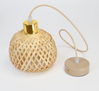 Lampa Wisząca Rattan Beżowa Boho 1xE27 Regulowana Wysokość Salon Sypialnia oświetlenie pokojowe, pleciony klosz