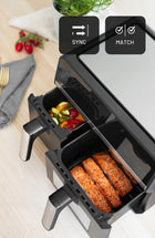 Frytkownica beztłuszczowa dwukomorowa 9l AIR fryer 2600W 8 trybów wifi czarny