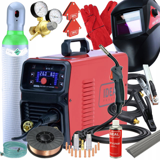 Spawarka migomat MMA TIG lift euro praktik MIG 201 synergia igbt ideal półautomat spawalniczy 230V do drutu 0,8-1,2 mm