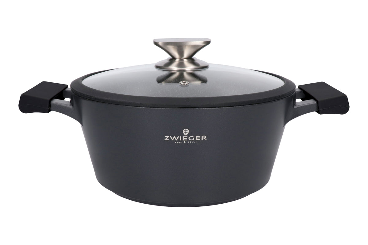 Garnek z pokrywą zwieger aluminiowy nonstick indukcja black stone 24cm 3,5l rondel kuchenny do zup i potraw