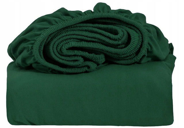 Prześcieradło jersey z gumką 160x200 + 25 CM boki - kolor butelkowa zieleń nakrycie materaca, na materac do 24 cm, do łóżka, sypialnia