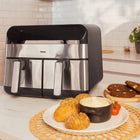 Frytkownica beztłuszczowa dwukomorowa AIR fryer voksar G11 2400W +przepisy srebrny/szary