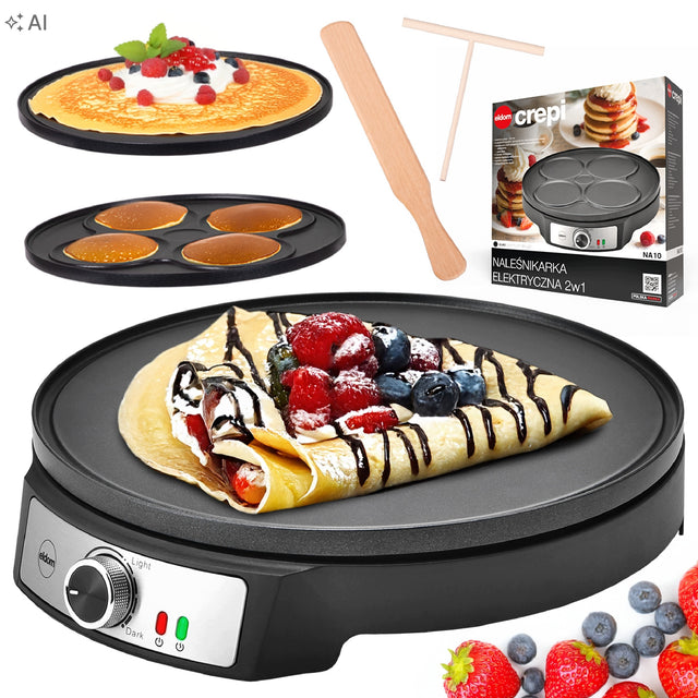 Naleśnikarka Elektryczna do Naleśników Pancakes 1200W 30cm 2w1 eldom NA10 powłoka nieprzywierająca, zdejmowana płyta, łopatka i szpatułka