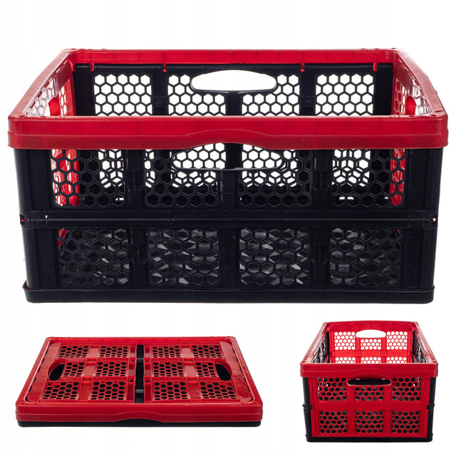 Skrzynka składana do bagażnika kosz zakupy pojemnik składany 32l duży mocny organizer do auta, plastikowy, czarny, 34x47x21,5 cm