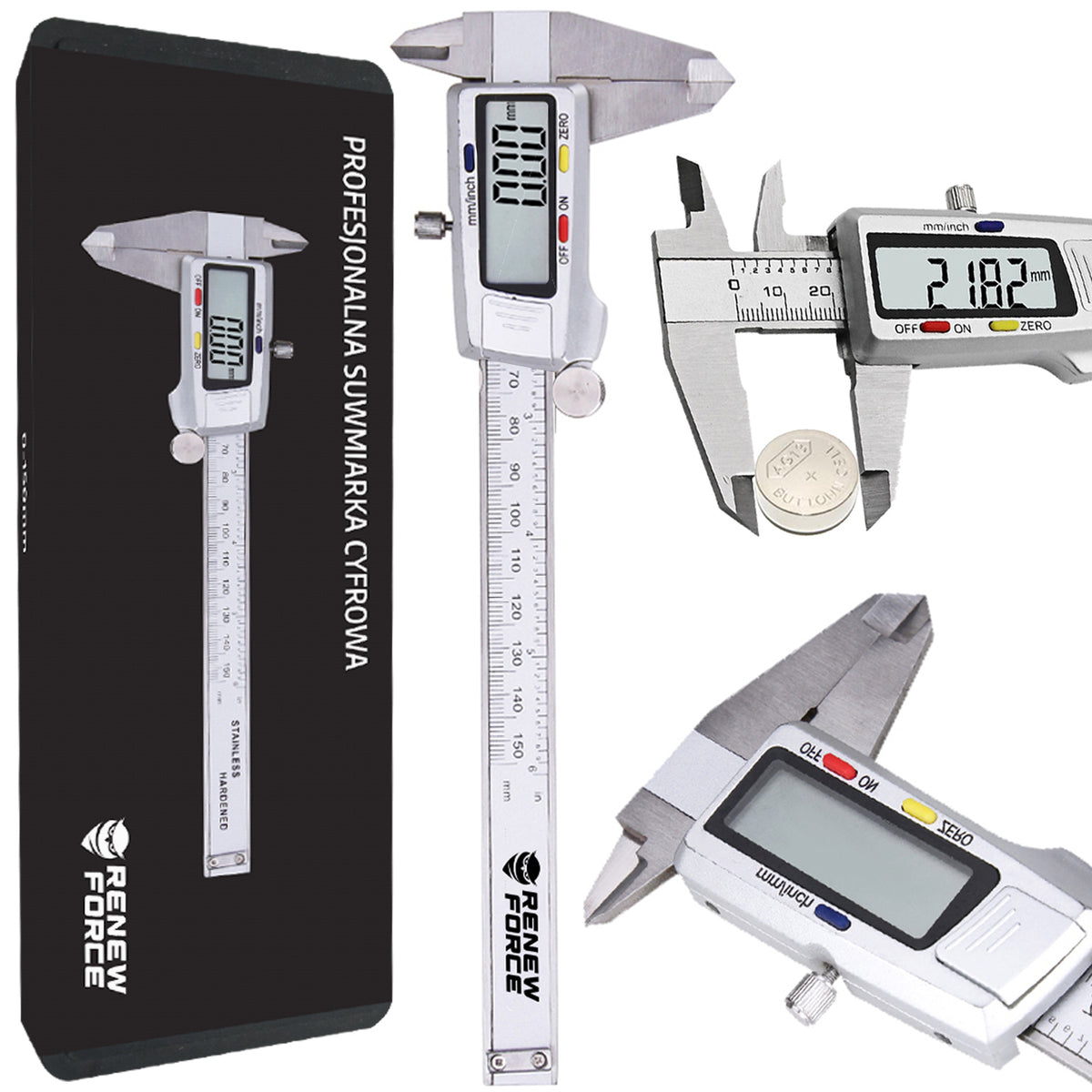 Suwmiarka elektroniczna ze stali nierdzewnej cyfrowa dokładna 0-150mm +etui pomiar średnicy, grubości i głębokości