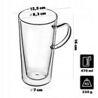 6x SZKLANKI DO KAWY HERBATY LATTE 470ml TERMICZNE Z PODWÓJNĄ ŚCIANKĄ DUŻE kubki szklane bezbarwne, komplet sześciu