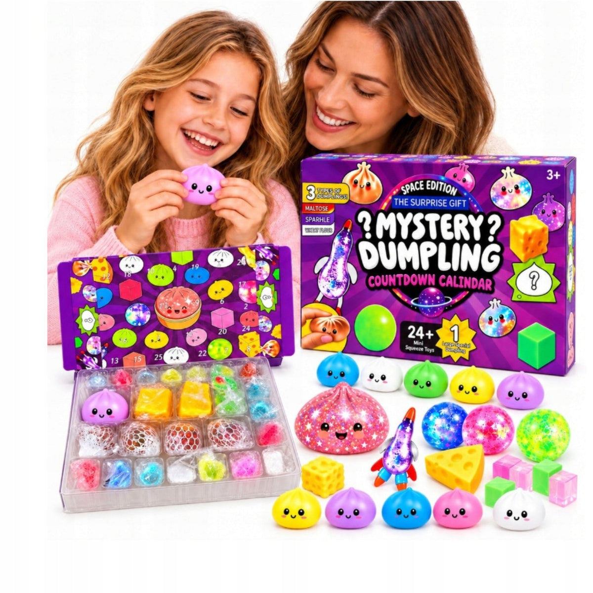 Kalendarz Adwentowy Gniotki Squishy 24 Dniowy Zestaw Prezent Świąteczny stojący