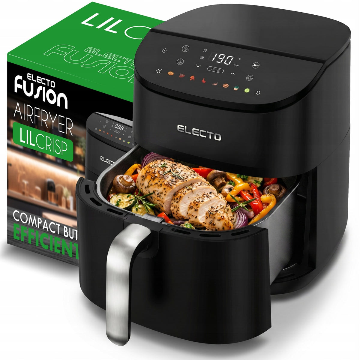 Frytkownica beztłuszczowa AIR fryer 5l 1500W frytownica 8 programów czarna czarny