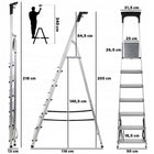 Drabina aluminiowa 7 stopniowa składana domowa półka 125kg produkt polski dwustronna do prac na wysokości, wysokość